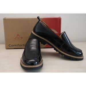Comfortiva Women's Sz 8.5WideBlack Crinkle Patent Leather Lindee Loafers